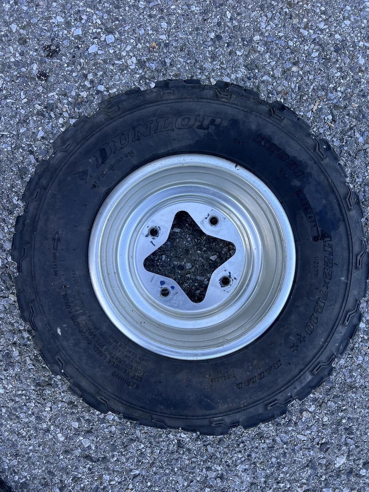 (1) 4×144 Honda Front Quad Rim And Tire KT331 22×7-10 Good Shape Trx 10×5.5