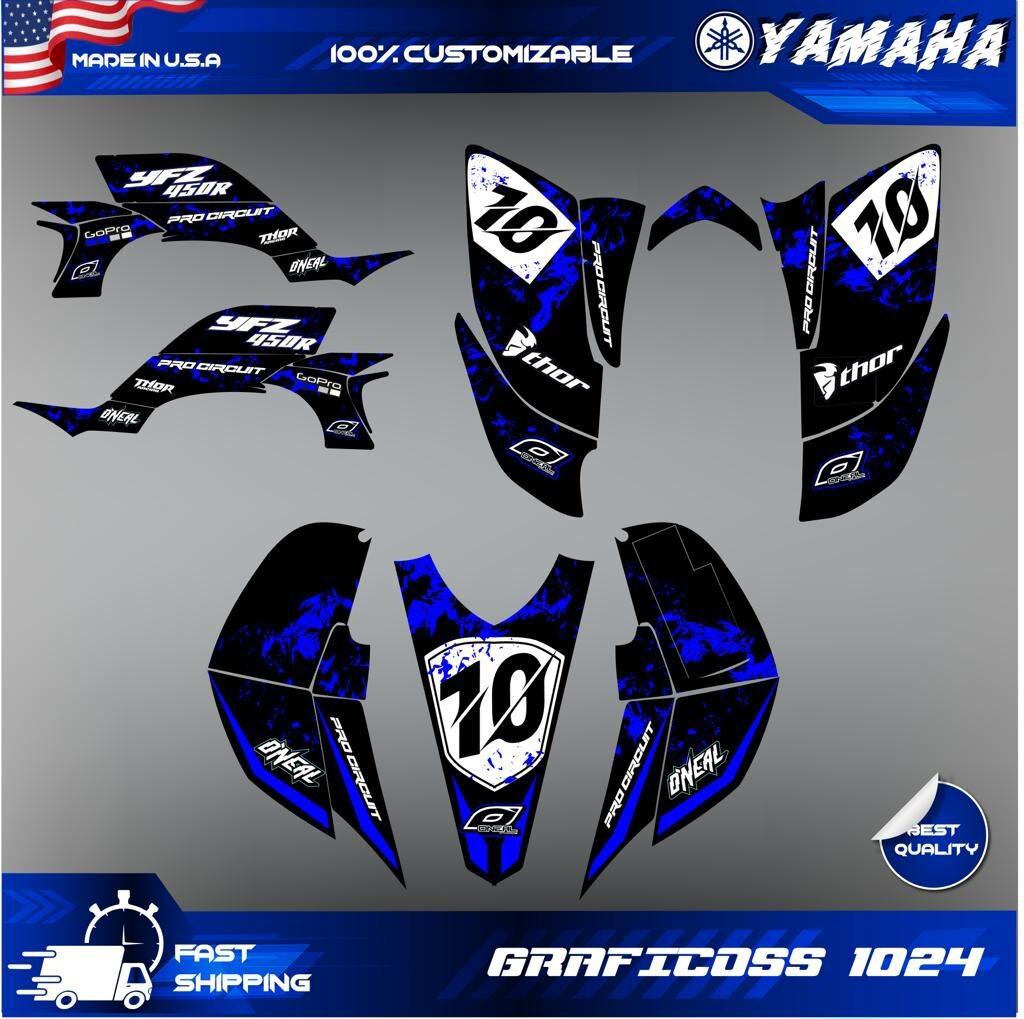 Yamaha YFZ450 2003-2008 Graphics Kit Blue White Custom Quad Stickers ATV Decals