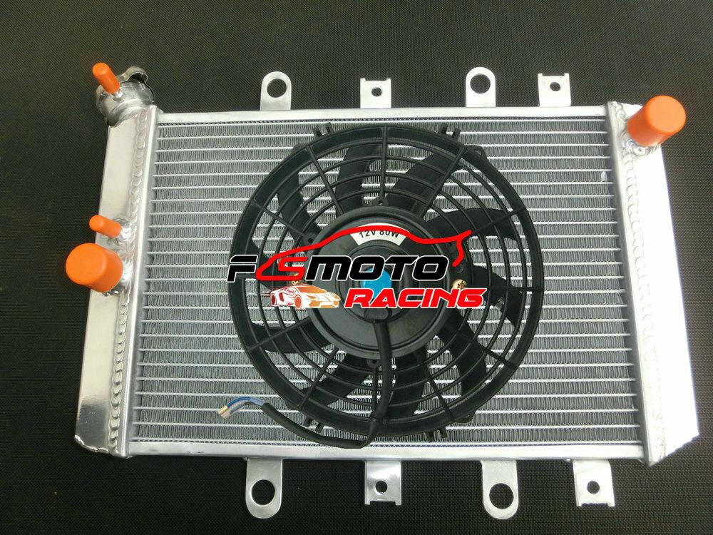Aluminum Radiator + FAN For Yamaha Grizzly 700 YFM700/550/500 2007-2014 ATV Quad