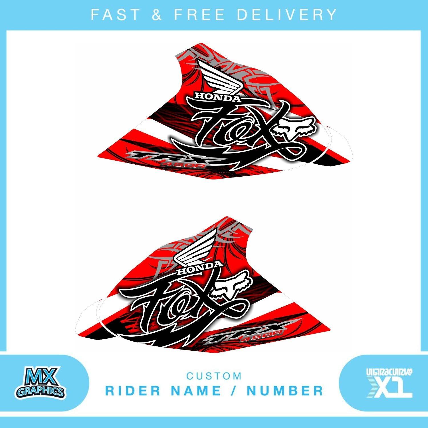 Honda TRX450R  quad graphic stickers decals name & number mx laminate vinyl