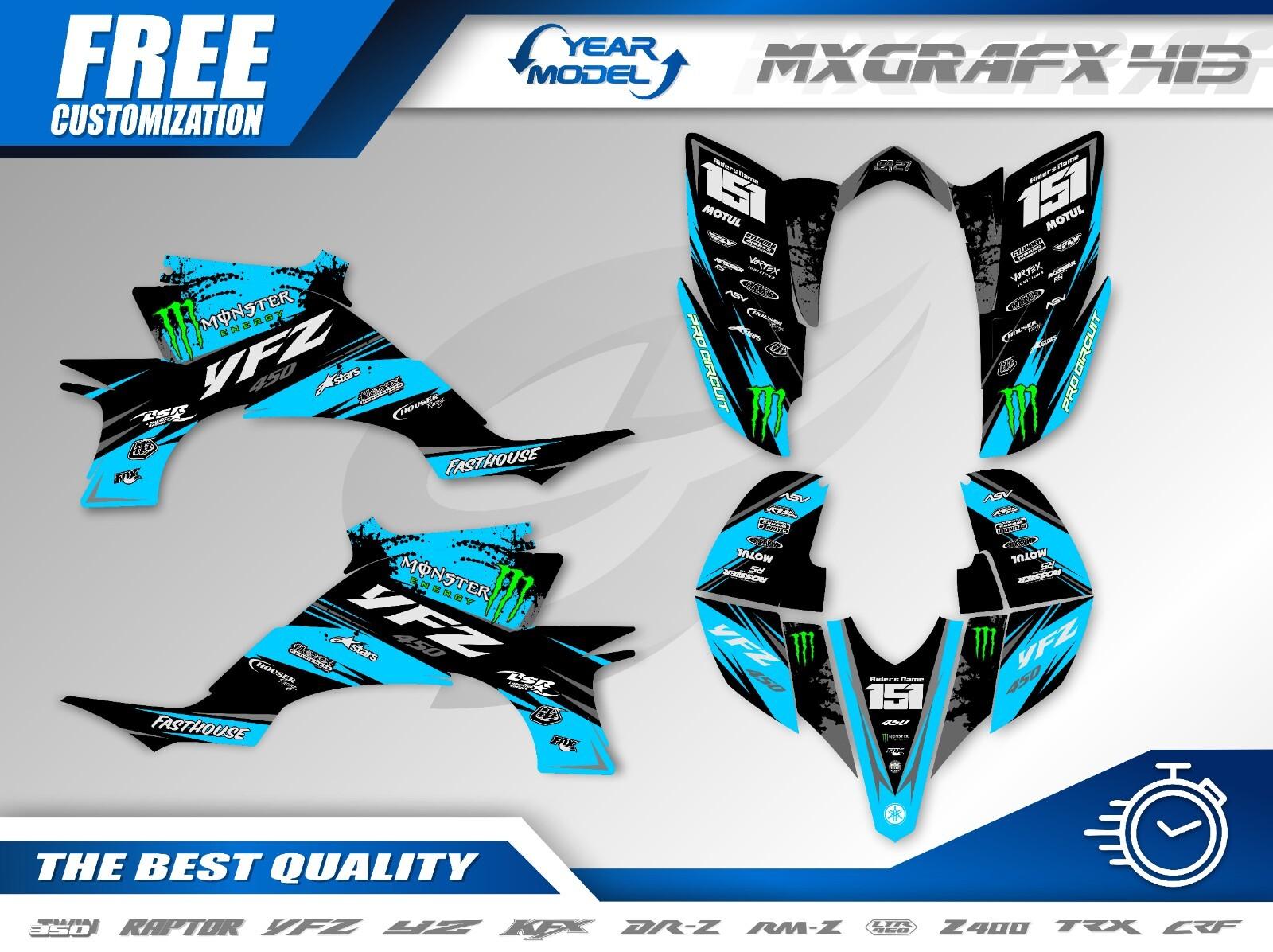 Yamaha YFZ450 Graphics Kit Decals Wrap 2003 2004 -2008 Carb Model 2004-2012 ATV
