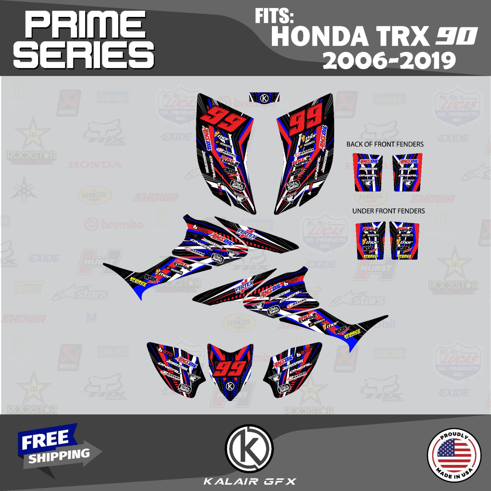 Graphics Kit for HONDA TRX 90 (2006-2024) TRX90 16 MIL Prime-Red-Blue