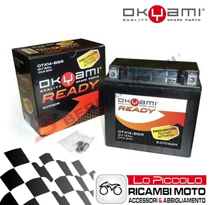 1998 Honda Quad TRX 400 MOTORCYCLE BATTERY OKAMI AGM YTX14-BS PRELOADED