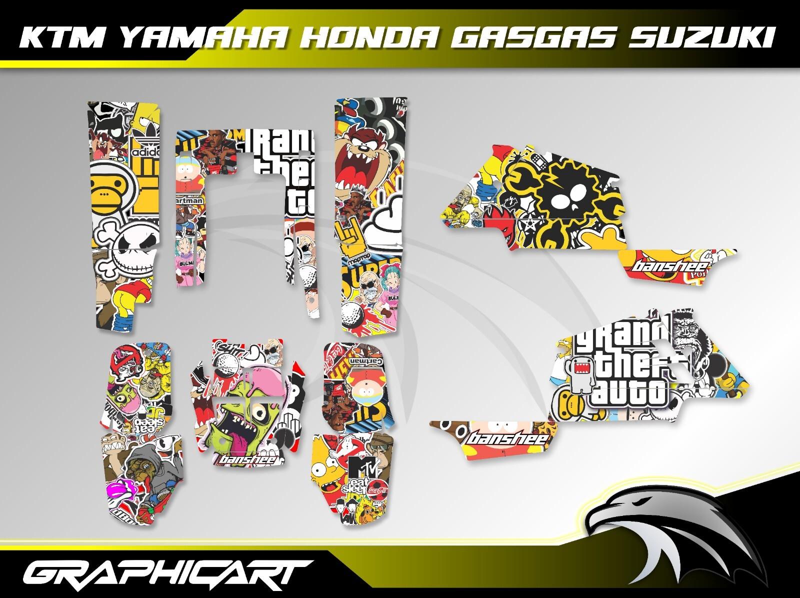 Graphics Kit for Yamaha Banshee 350 – Full Decals Set for ATV – Stickers Include
