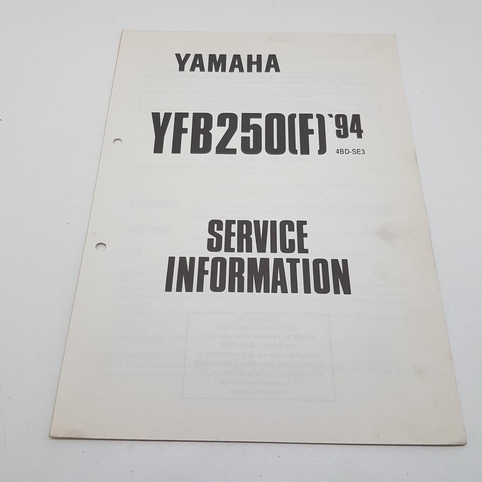 Yamaha Quad Bike ATV YFB250(F) Factory Service Information 1st ed June 1993