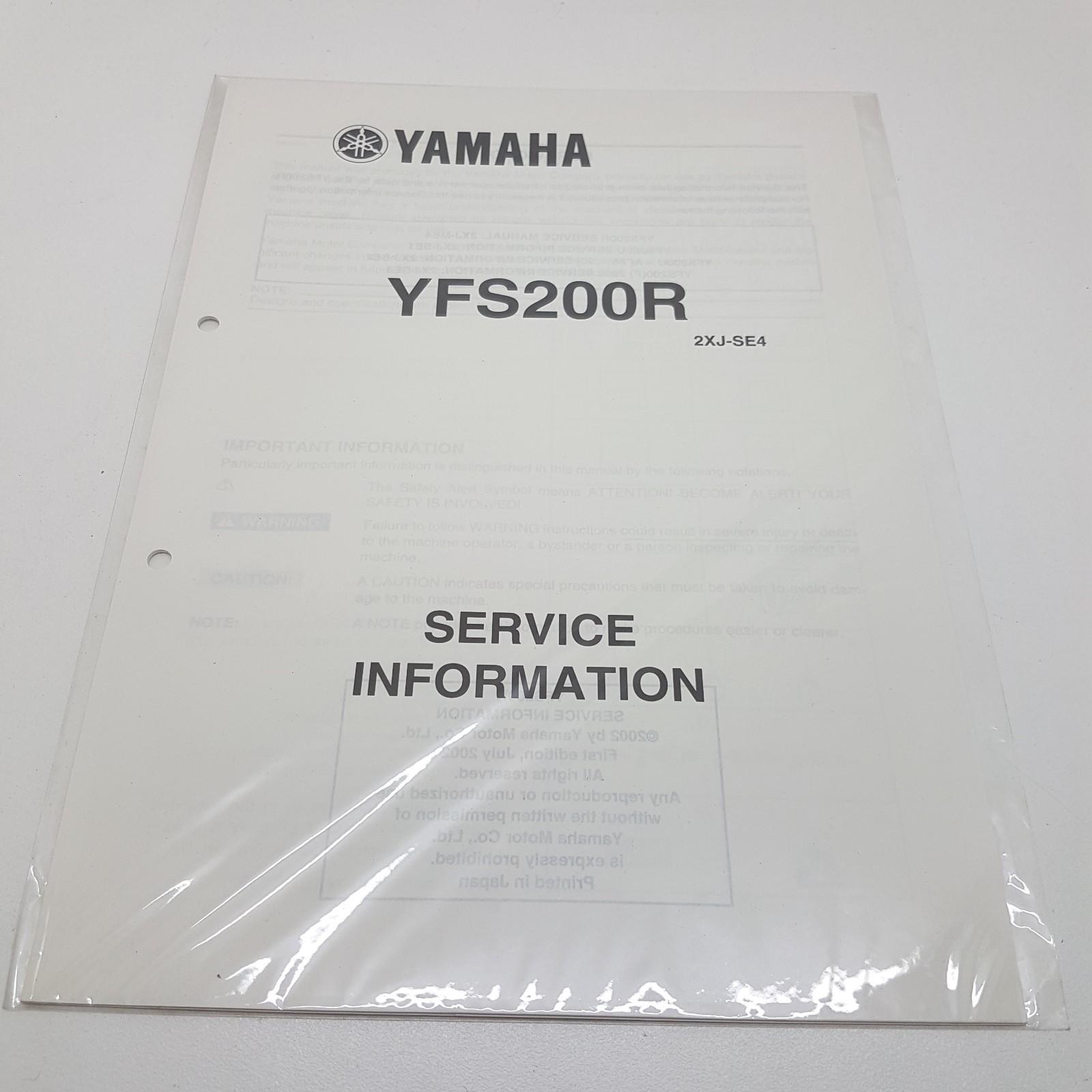 Yamaha Quad Bike YFS200R ATV Factory Service Information 1st ed July 2002