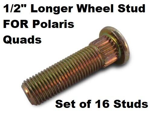 (SET OF 16)  1/2″ LONGER Wheel Stud Bolts FOR POLARIS QUADS 3/8″x24 1.75″ Long ×