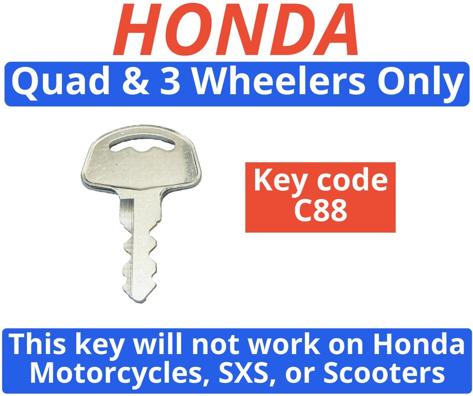 Honda Quad & 3 Wheeler Only Replacement Key Cut to Code C88