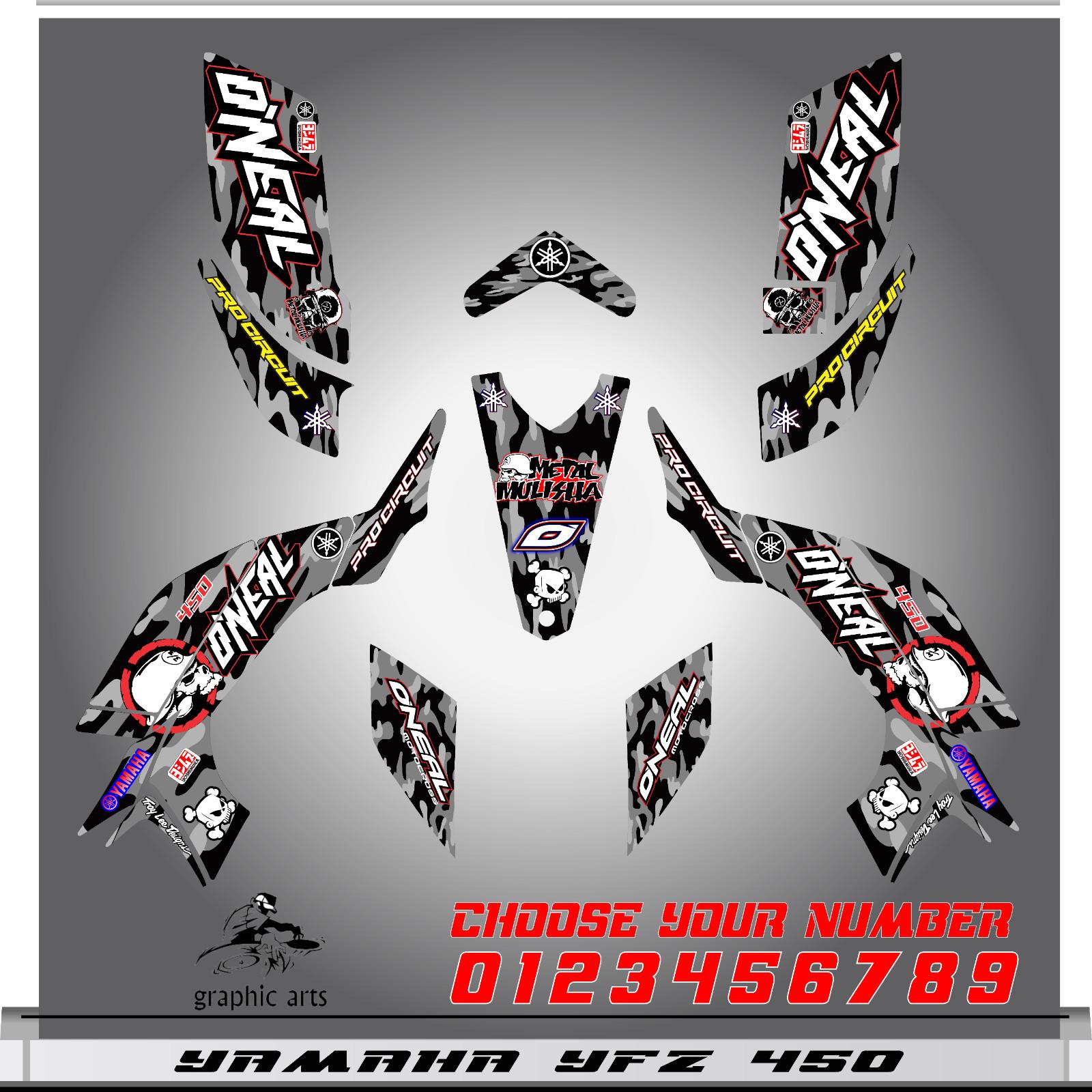 YFZ450 Custom Wrap Decals Kit Yamaha Quad 2003-2008 ATV Carb Model
