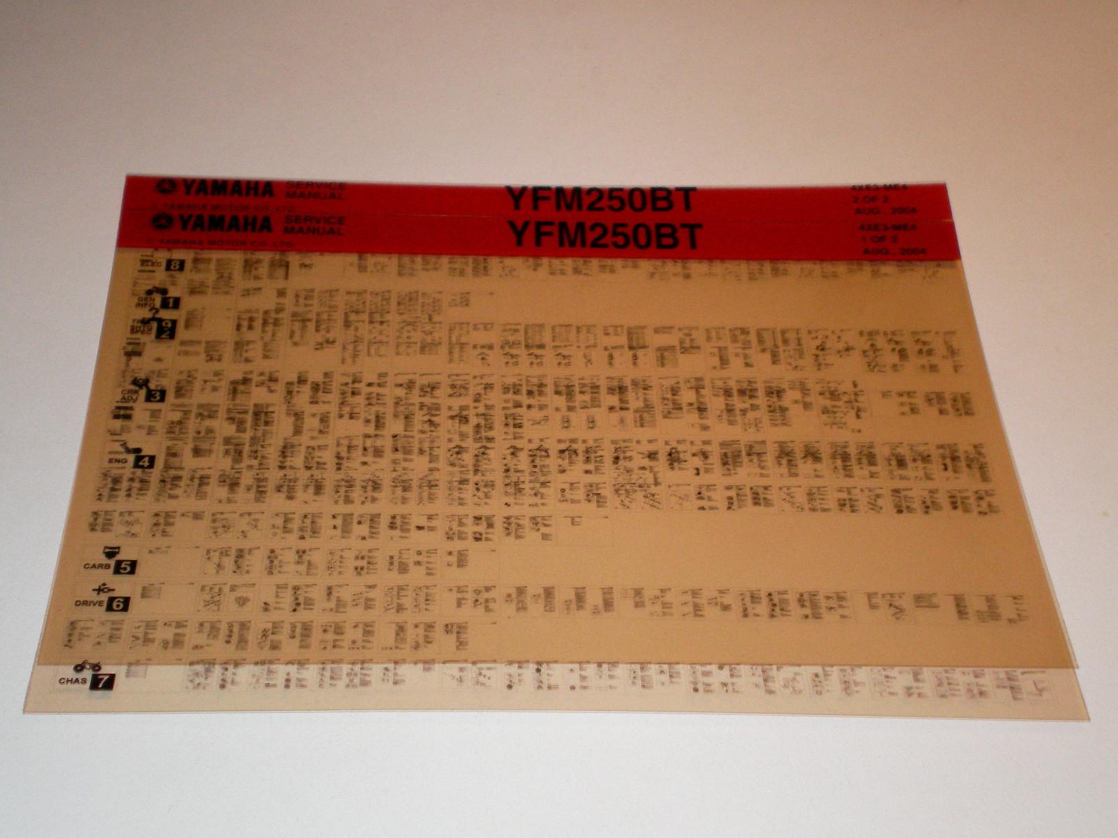 Microfich Workshop Manual Yamaha Quad YFM 250 BT Stand 08/2004