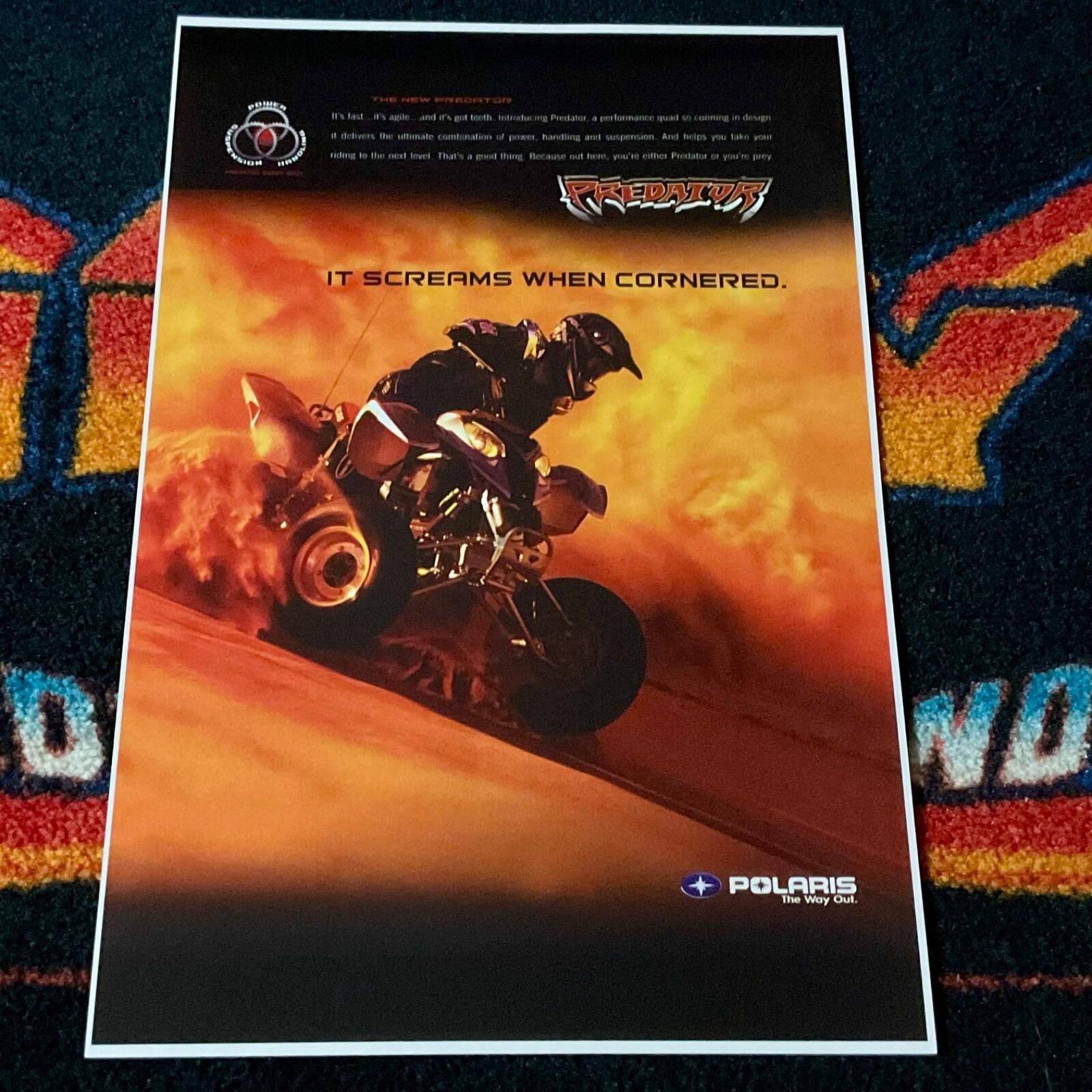 ‘03 POLARIS PREDATOR QUAD Poster semi vintage atv SNOWMOBILE manufacturer ATV 🏁