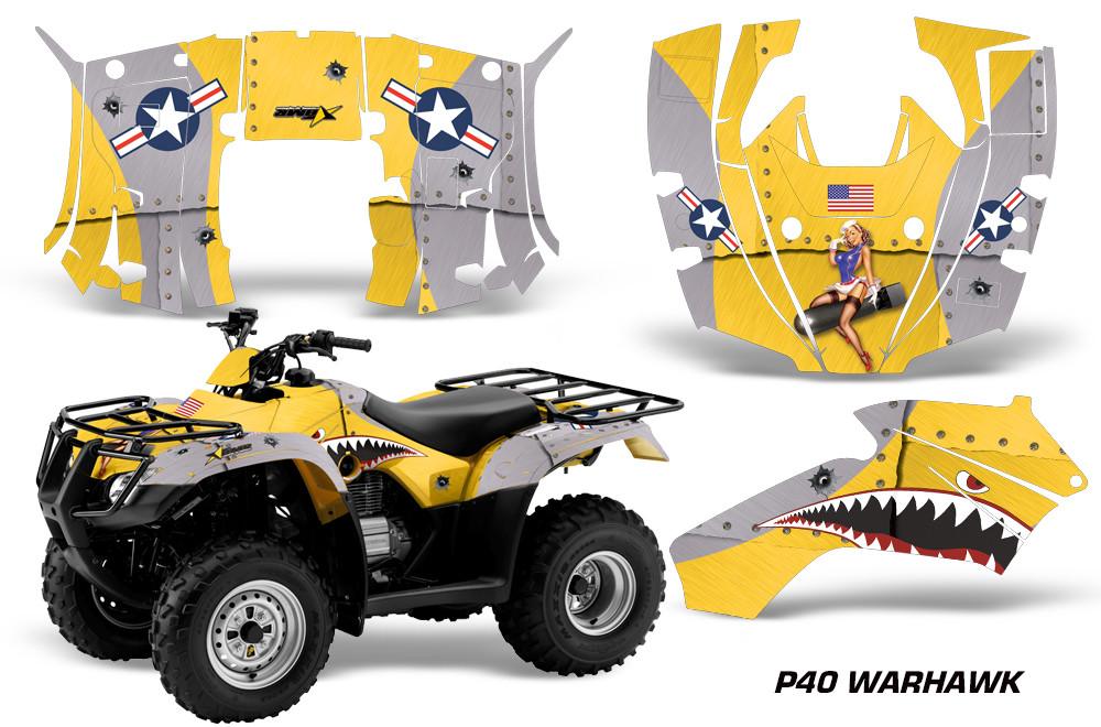 ATV Decal Graphics Kit Quad For Honda Recon 2005-2018 WARHAWK YLLW