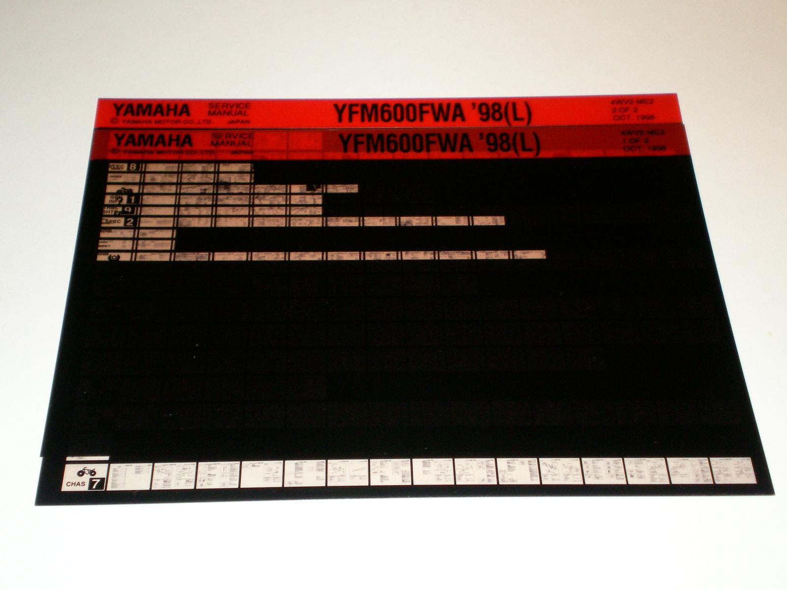 Microfich Workshop Manual Yamaha Quad YFM 600 FWA 1998 Onwards