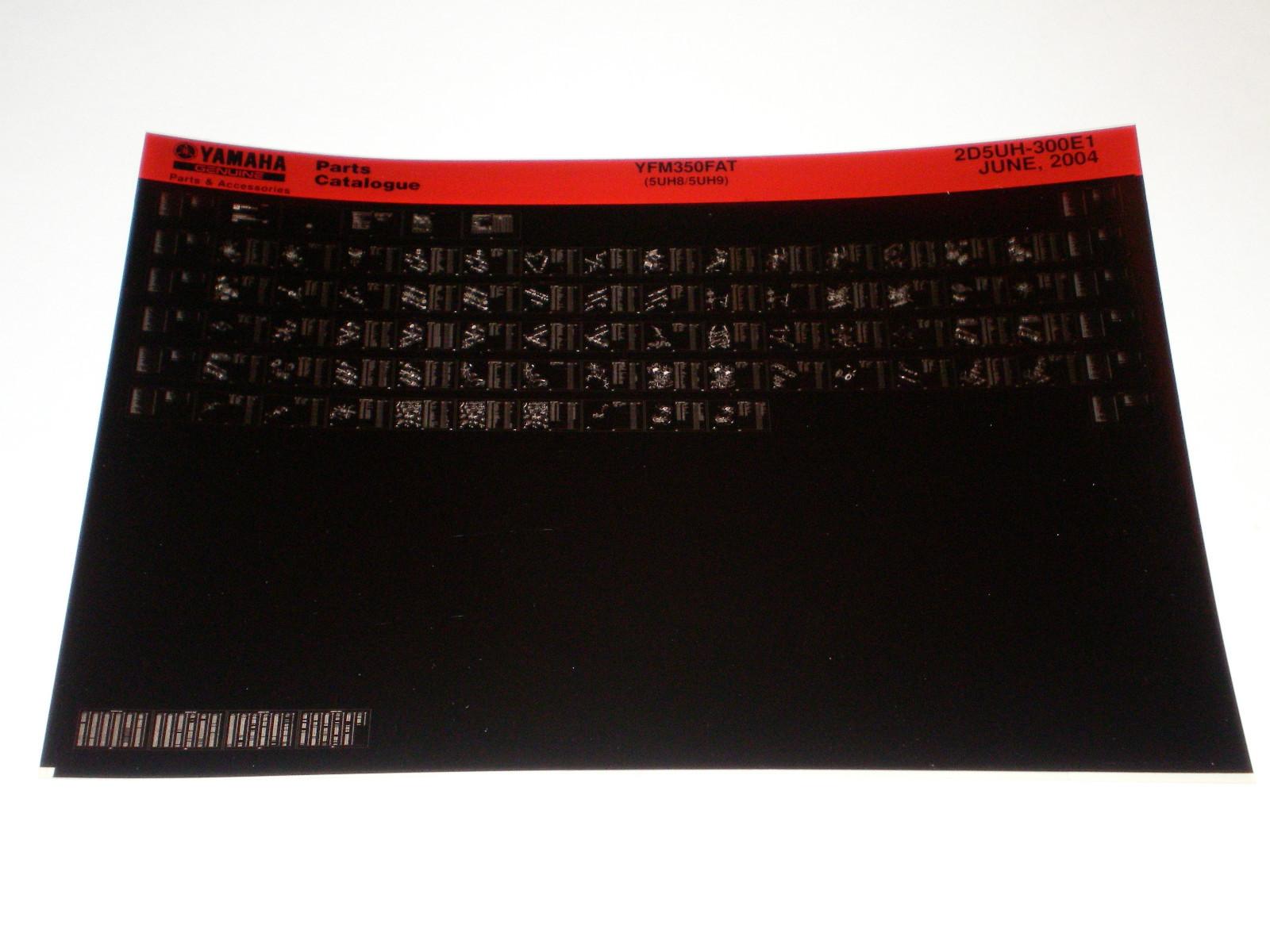 Microfich spare parts catalogue Yamaha Quad YFM 350 FAT status 06/2004