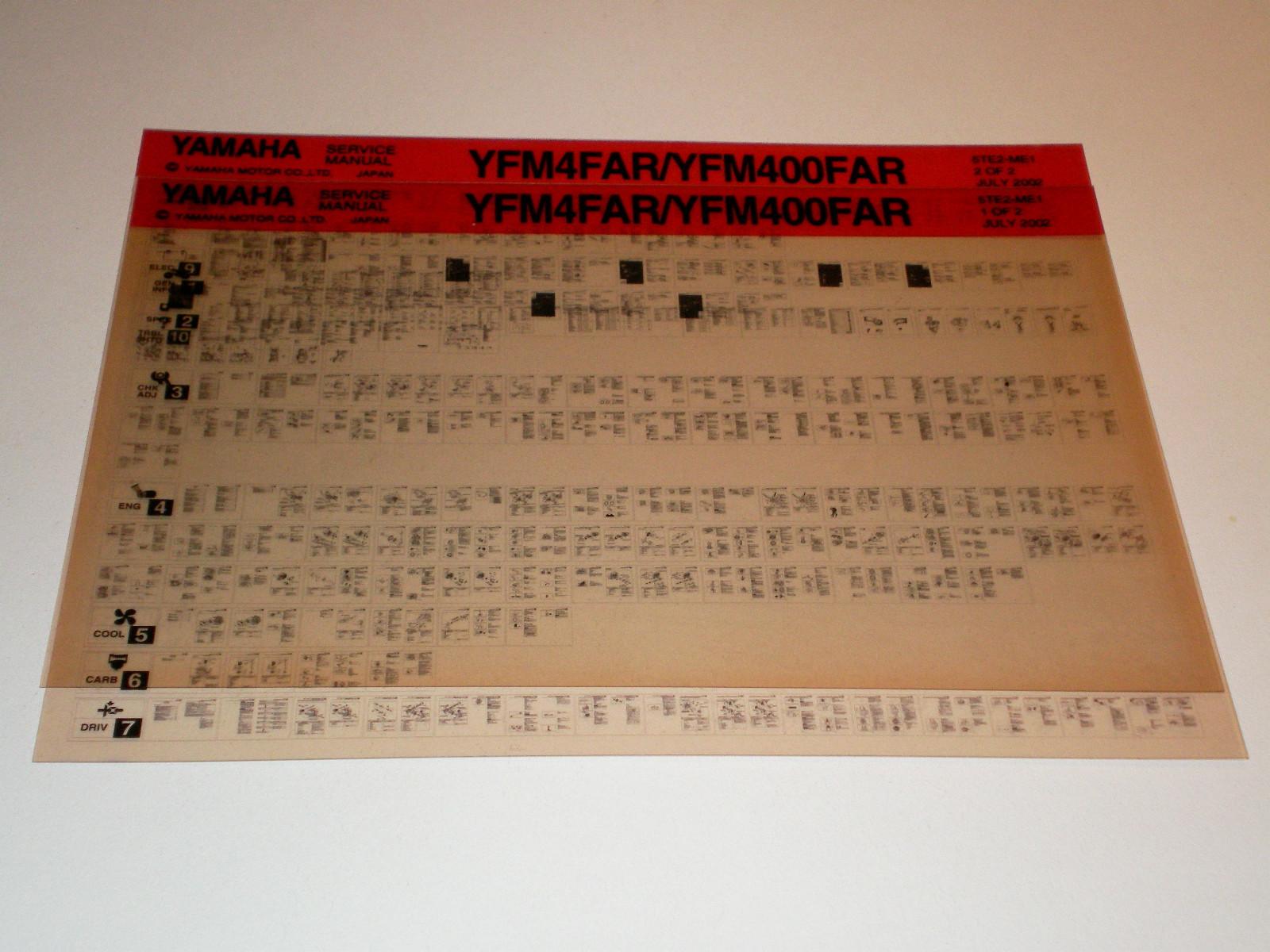 Yamaha Quad YFM 4 Far / 400 Stand Workshop Manual Microfiche 07/2002