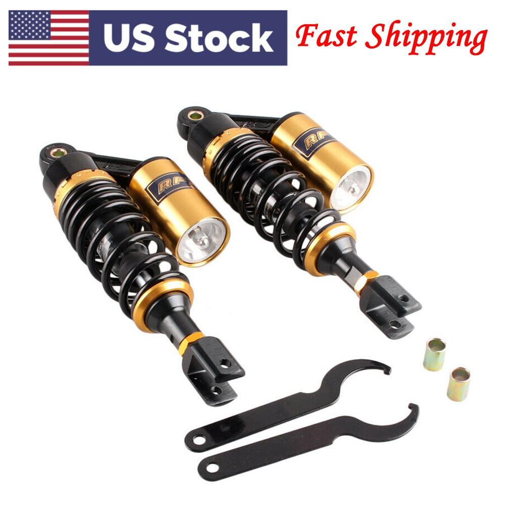 11″ 280mm Air Shock Absorber For Honda Yamaha Kawasaki Adjustable Black&Gold