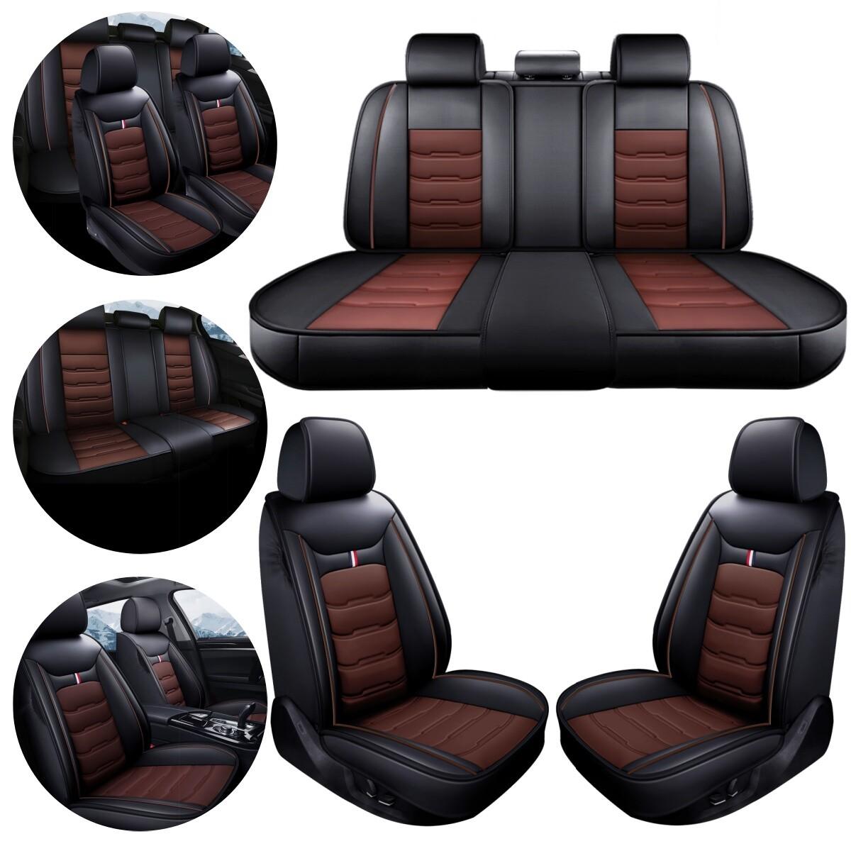 For Honda Car Seat Cover Full Set PU Leather 5 Sit Cushion Protector Brown&Black