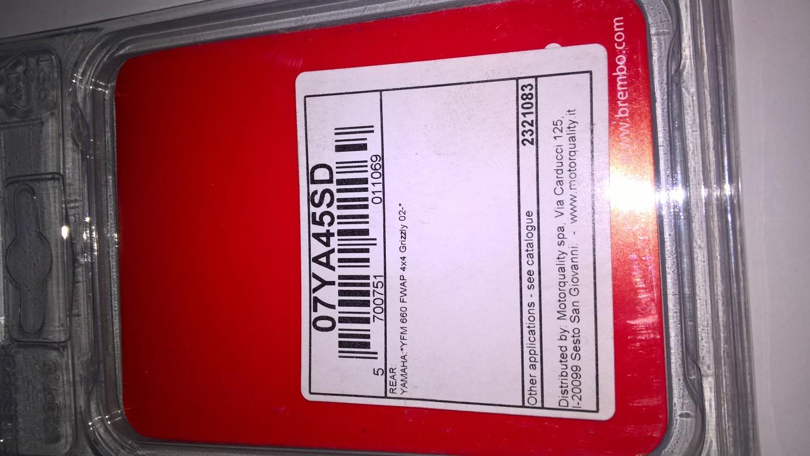 yamaha quad yfm 660 grizzly brake pads brembo 07ya45sd