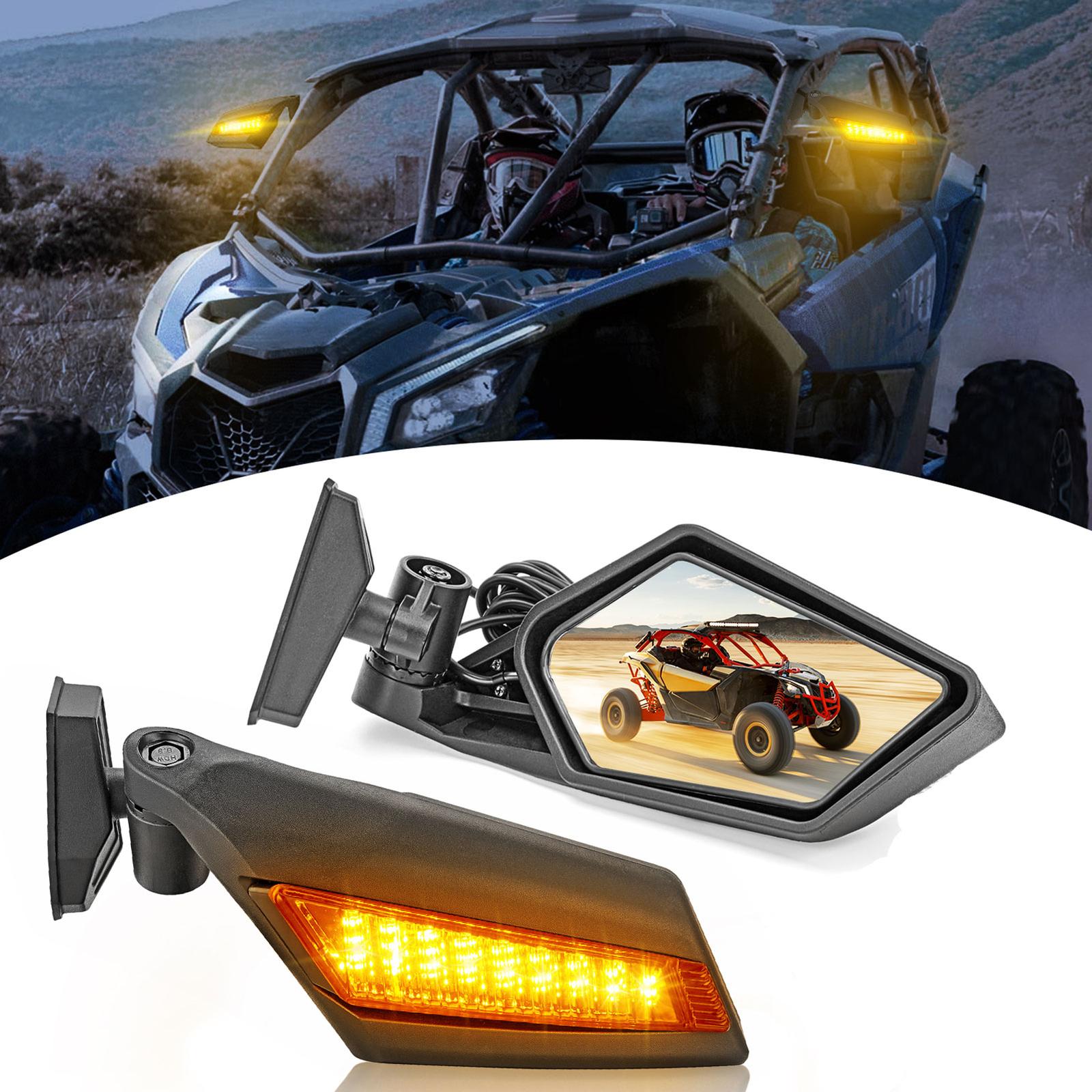 LED Turn Signal Racing Side Mirrors For Can-Am Maverick X3 Turbo R 2017-2025