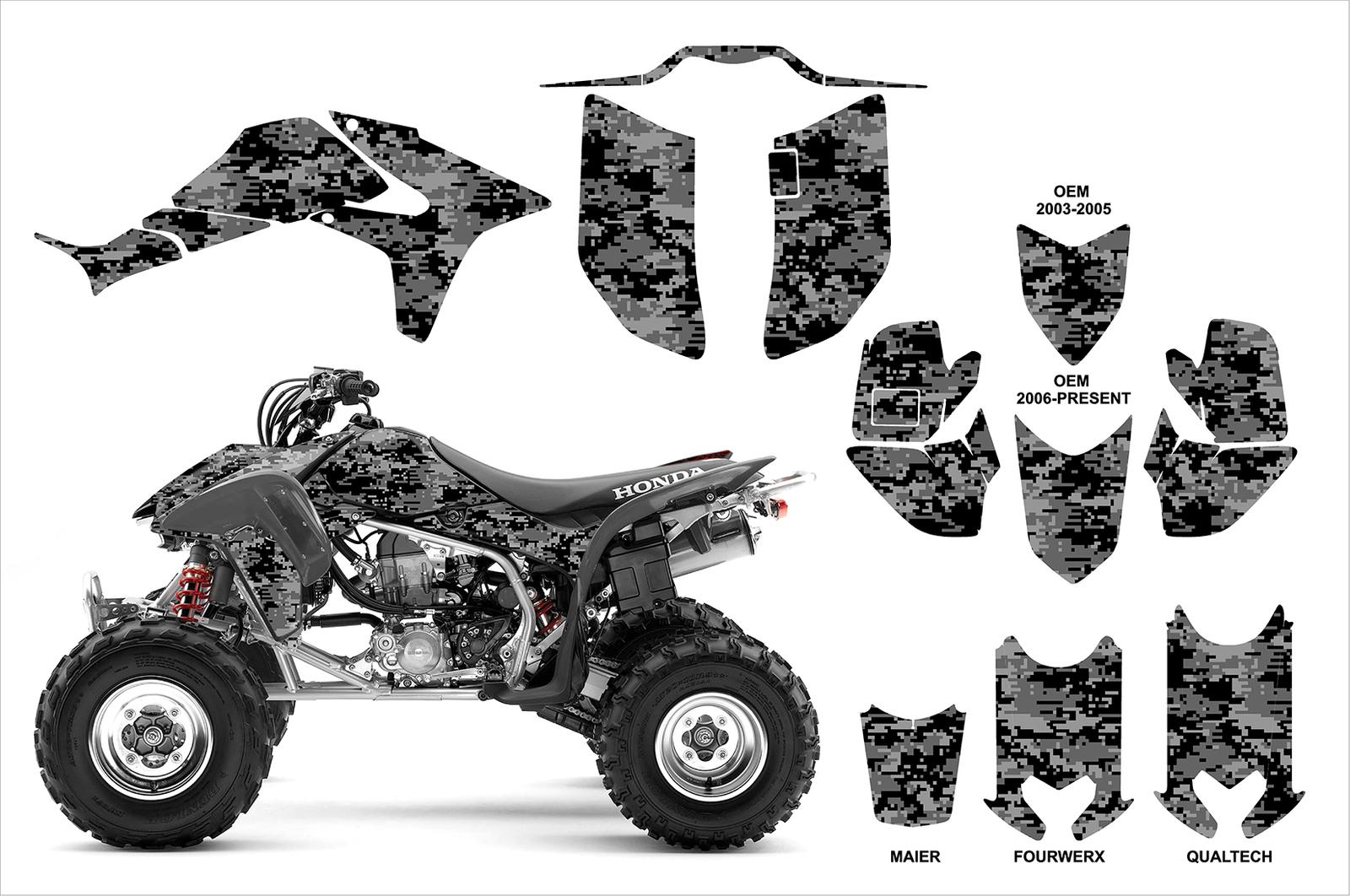 TRX 450r graphics sticker kit for Honda Quad Digital Camo Dark Metal