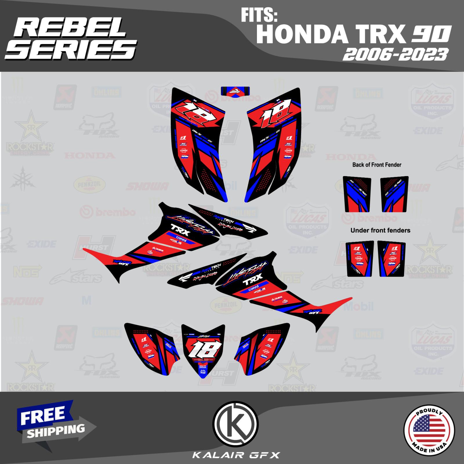 Graphics Kit for HONDA TRX 90 (2006-2024) TRX90 16 MIL Rebel Series – Blue