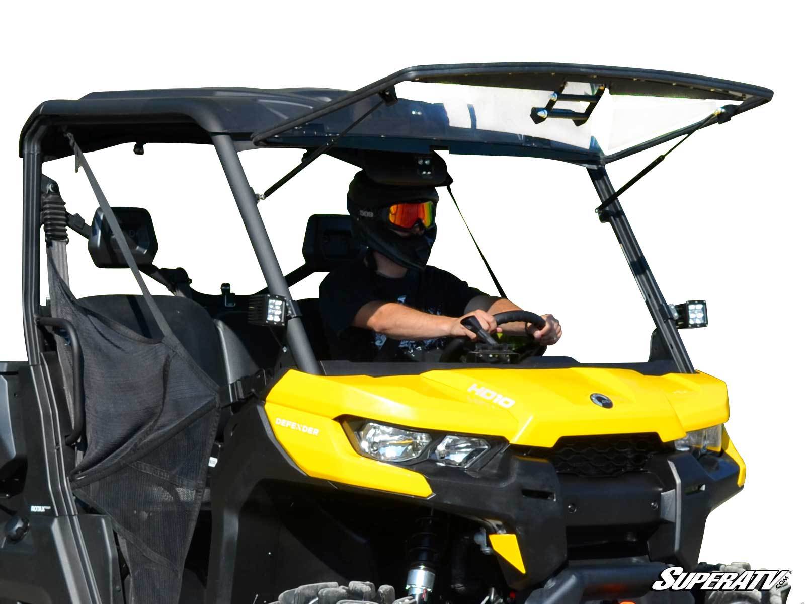 SuperATV Scratch Resistant Flip Windshield for Can-Am Defender (2016+)
