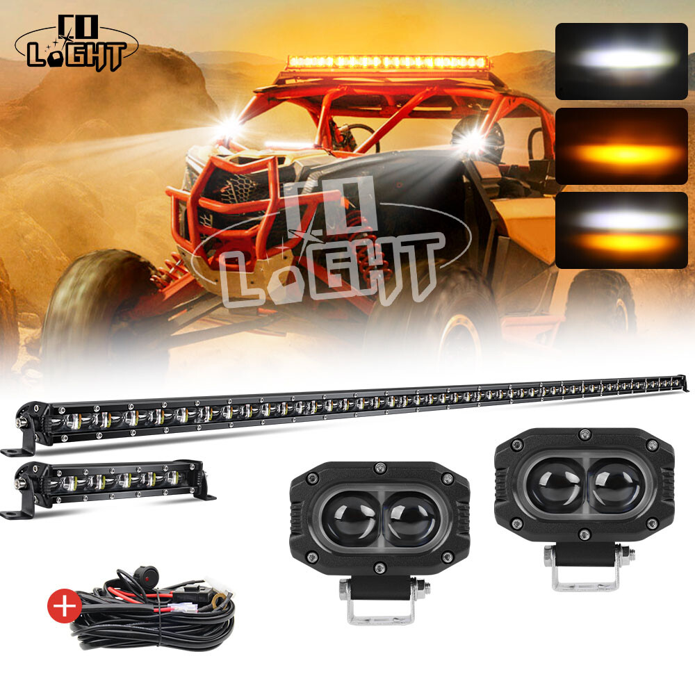 For Can-Am Maverick X3 Roof Strobe 50inch +7″ LED Light Bar +4″ Pods + Wires Kit