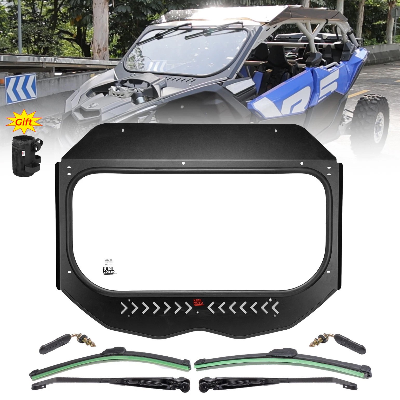 Front Glass Windshield w/ Sliding Vents for 2017-2025 Can Am Maverick X3/ MAX R