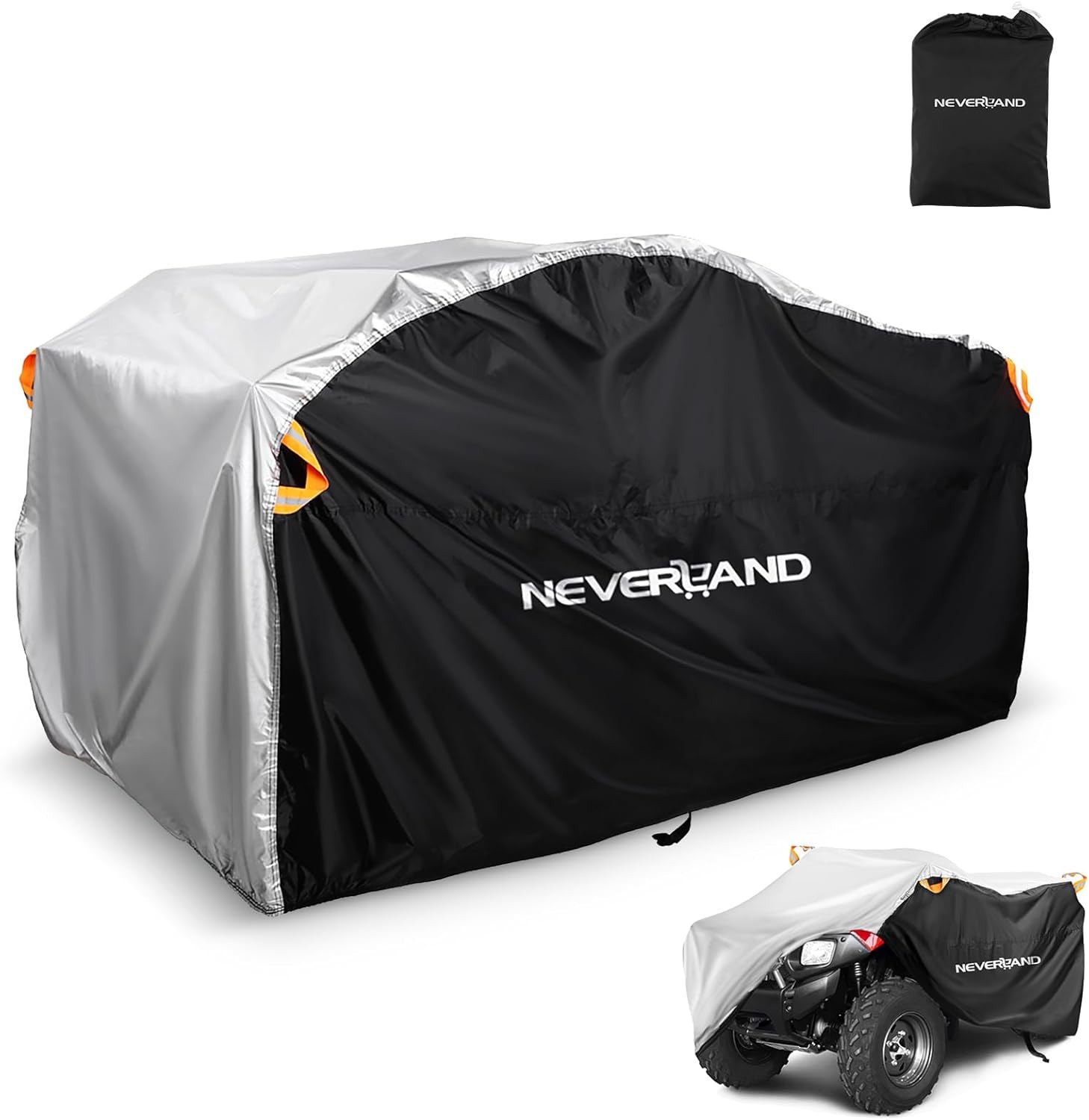 Waterproof ATV Cover, Silver & Black  XL-82.7”L x 47.2”W x 45.2”H