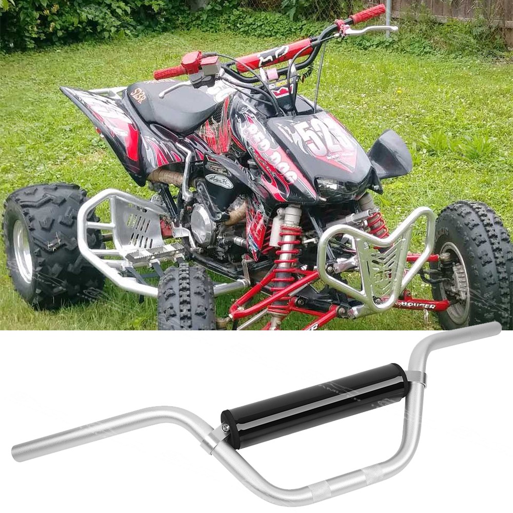 Chrome 7/8″ Dirt Pit Bike Handlebar 5″ Rise w/Pad For Kawasaki Honda Quad ATV