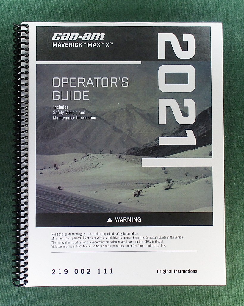 2021 Can-Am Maverick MAX X mr Turbo RR Owner’s Manual With Protective Covers