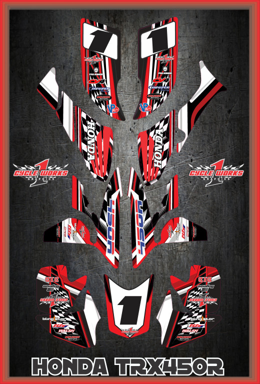 TRX 450R graphics sticker kit for Honda Quad SEMI CUSTOM GRAPHICS  CHECKS1