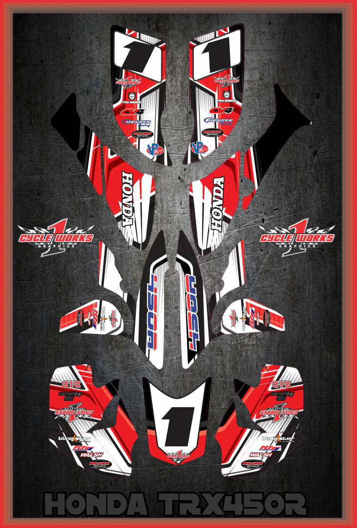 TRX 450R graphics sticker kit for Honda Quad SEMI CUSTOM GRAPHICS  SLASHER