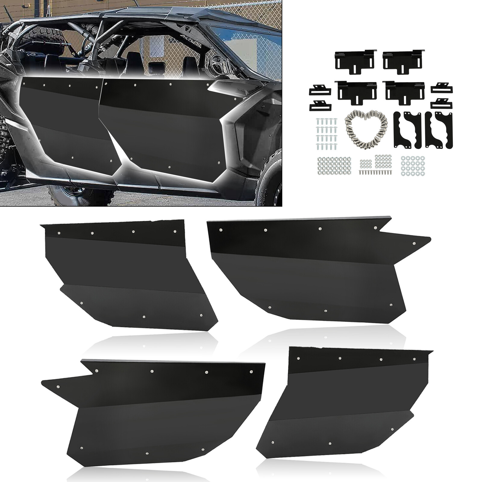 4PCS Aluminum Door Panel Powder Coated For CAN AM X3 Full Doors 17 18 19 20-2024