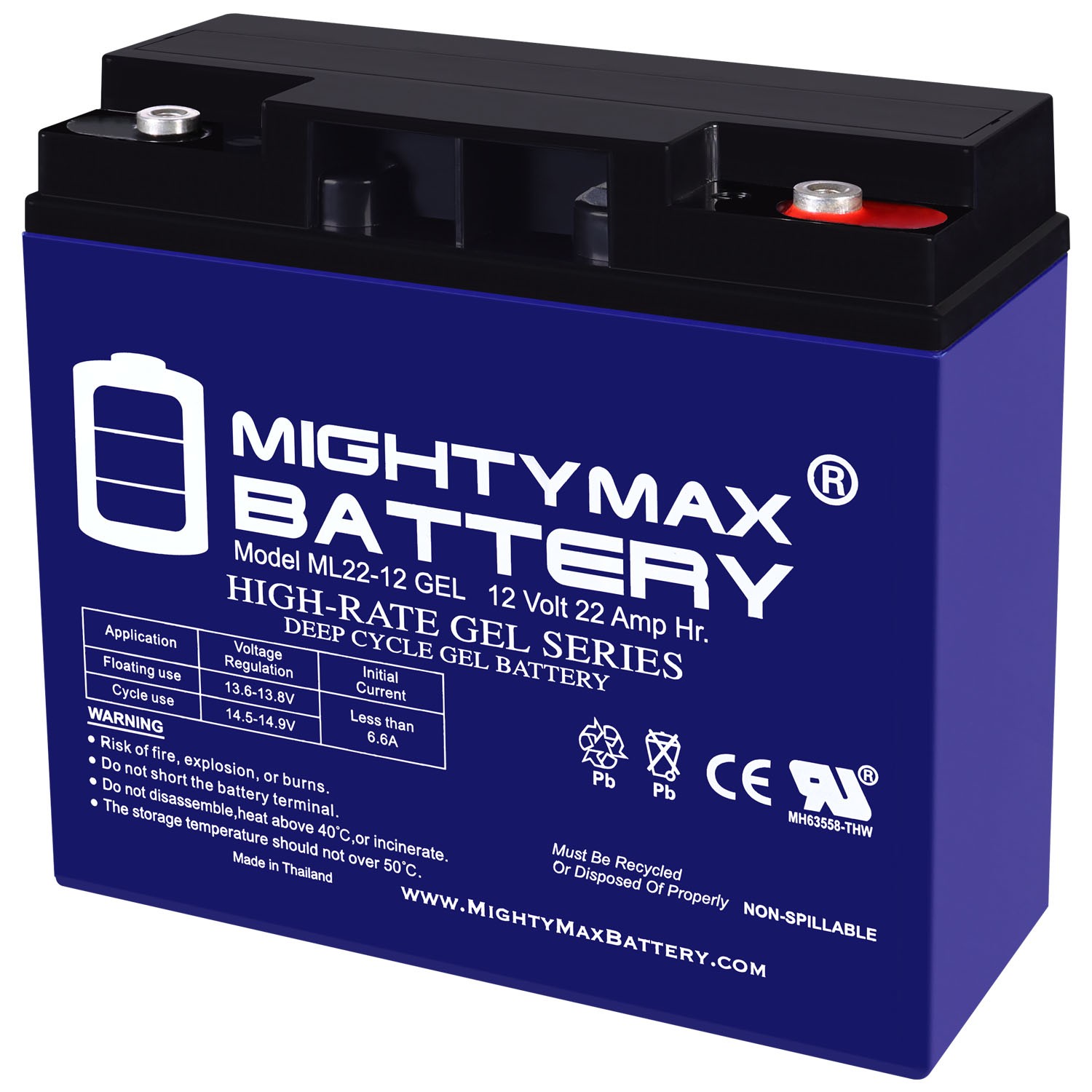 Mighty Max 12V 22AH GEL Battery Replacement for Can-Am 1000 Maverick 2013-2016