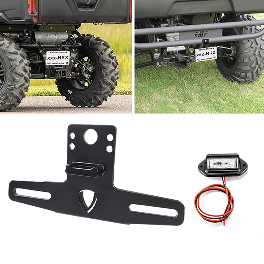 ATV/UTV Universal LED Lighted License Plate Holder for Polaris RZR PRO Can Am X3