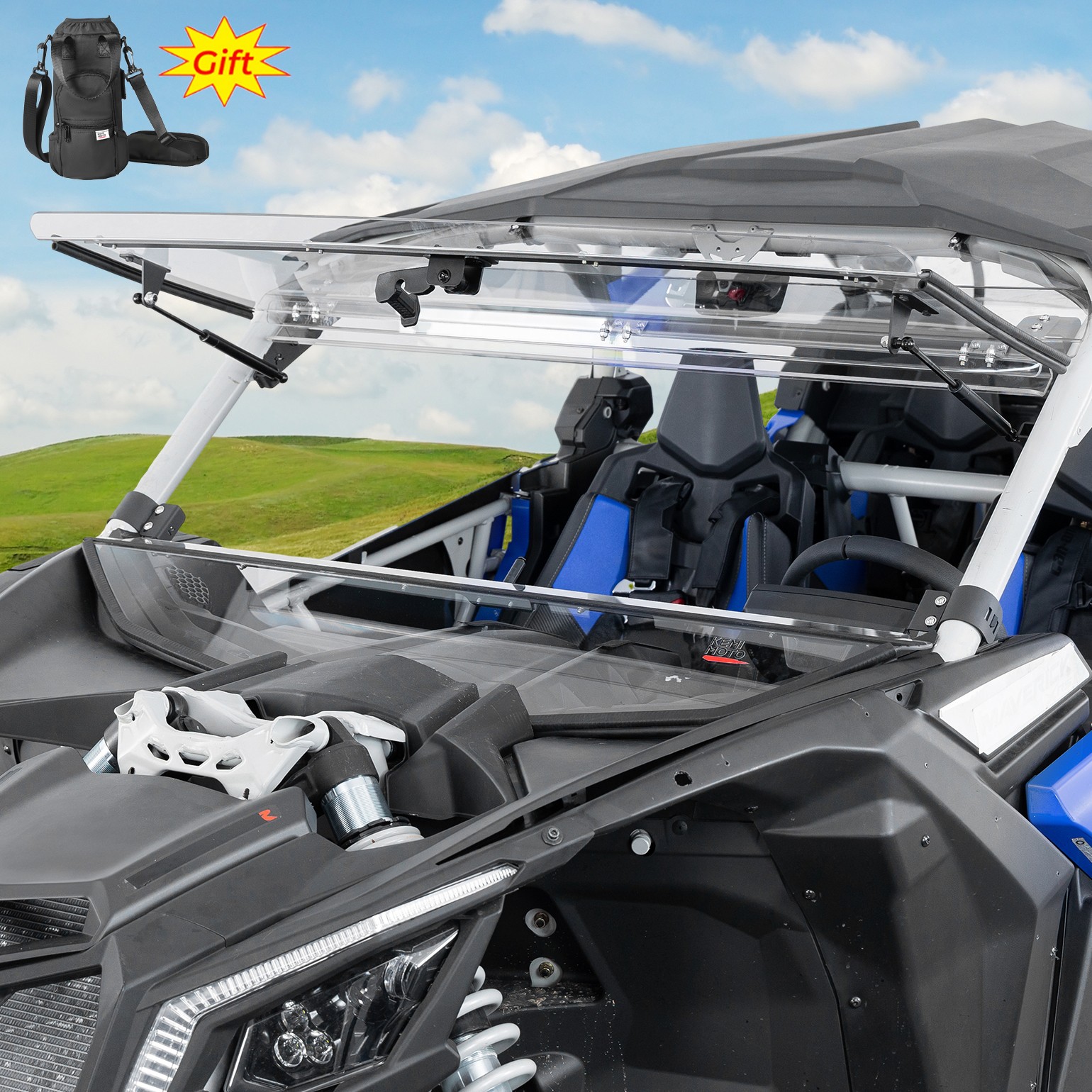 3-IN-1 Front Flip Windshield Hard Coated for Can Am Maverick X3/ Max 2017-2026