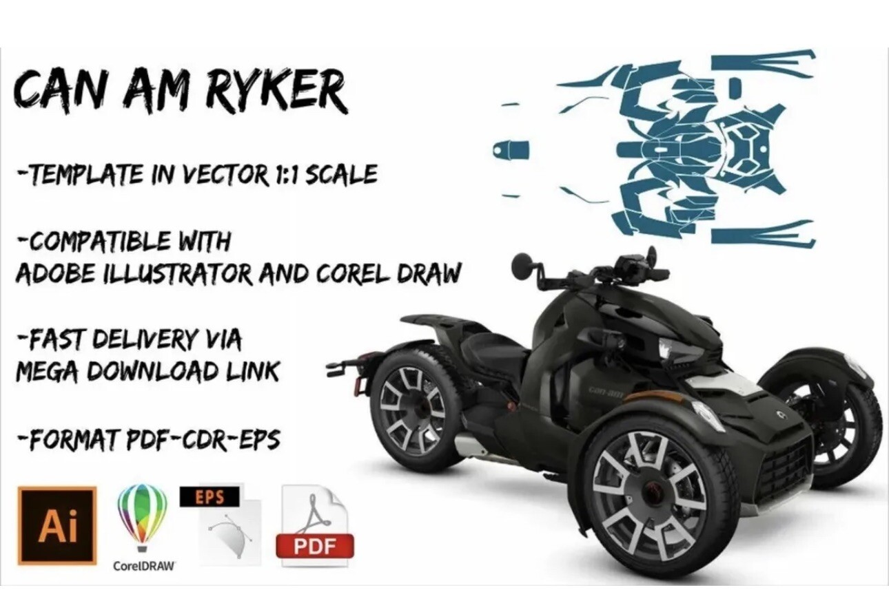 CAN AM RYKER template vector 1/1 real scale PDF Format