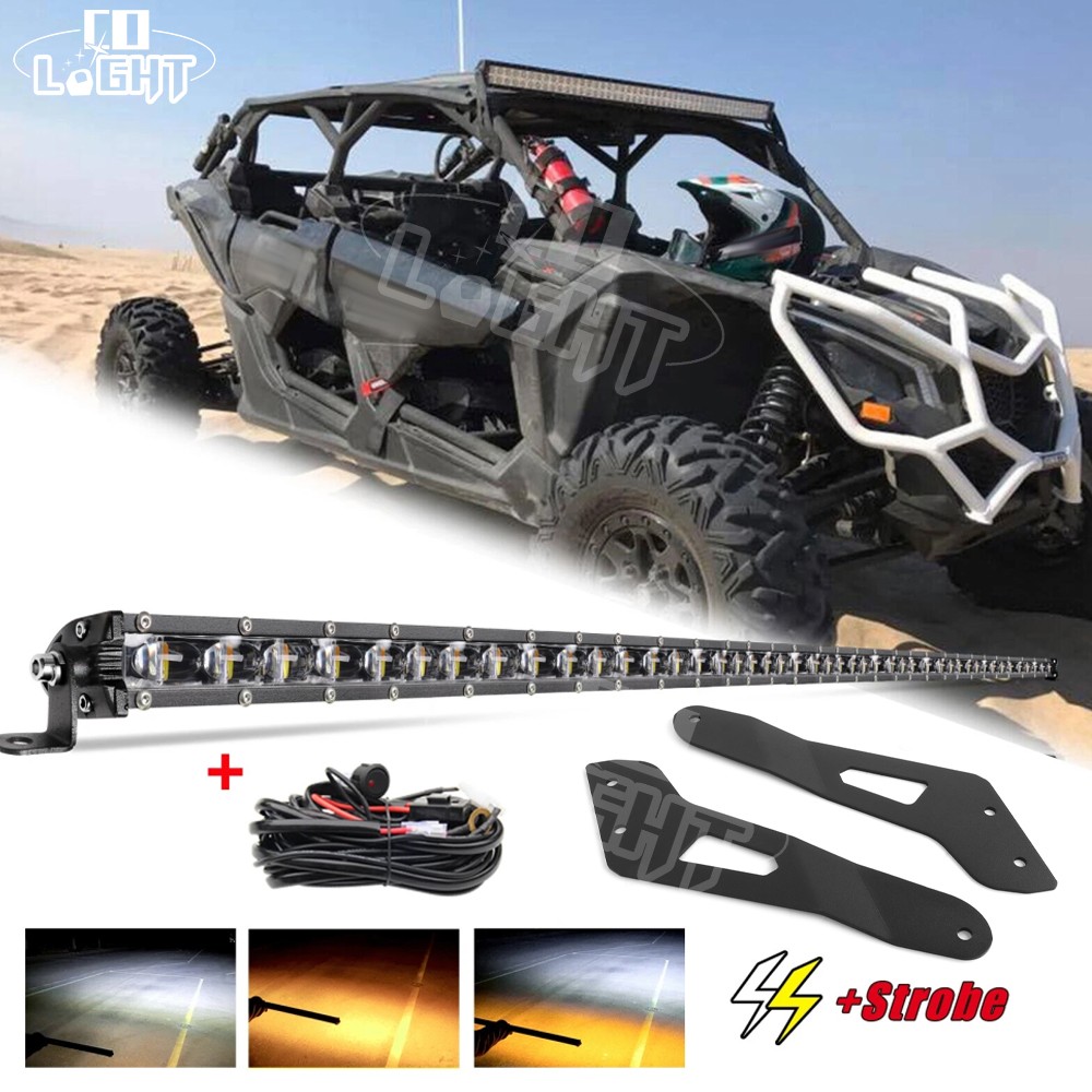 Fit Can-am Maverick X3 DS RS MAX Strobe 50″ LED Light Bar Upper Roof Brackets
