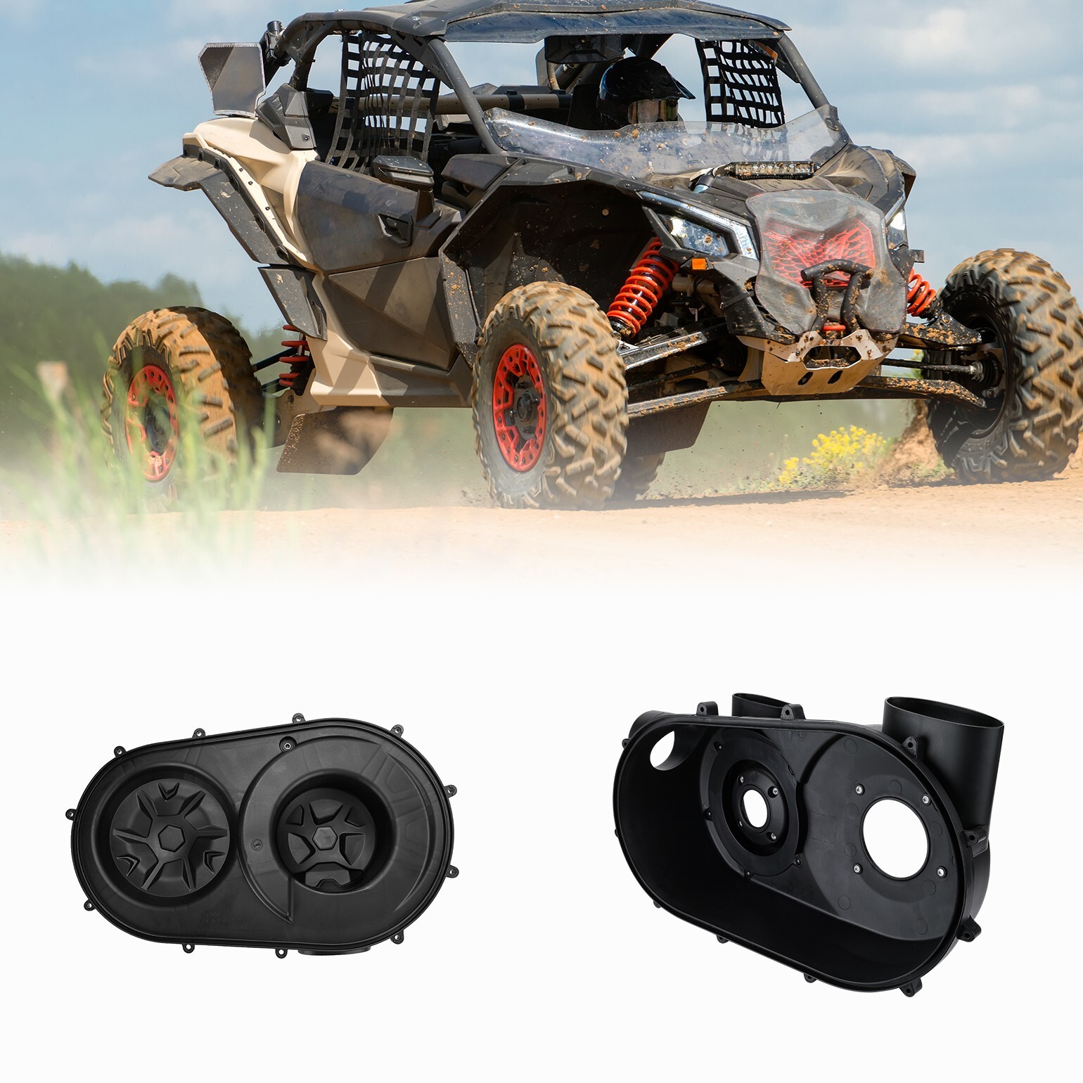 UTV Outer + Inner Belt Clutch Plate Cover For 2017-2024 Can Am Maverick X3