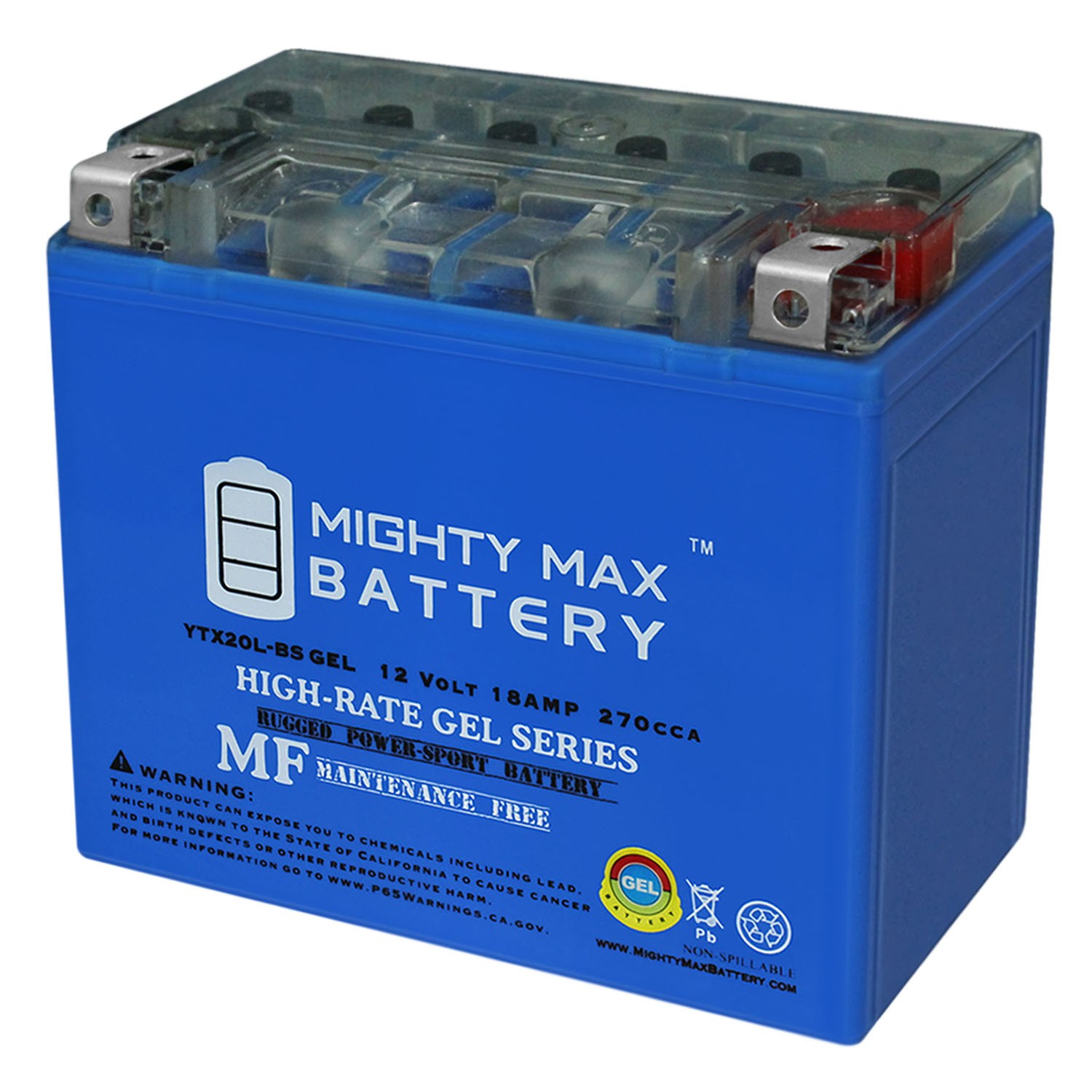 Mighty Max YTX20L-BS GEL 12V 18AH BATTERY FOR CAN-AM OUTLANDER 800 EFI 06-09