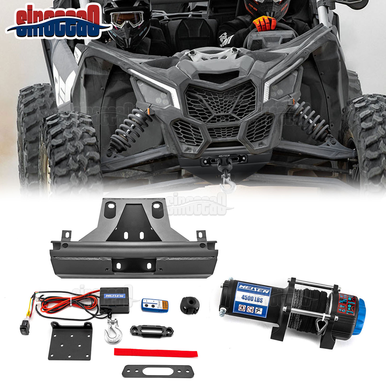 UTV 4500lb Electric Winch Mount Combo Kit For Can-Am Maverick X3 Max 2017-2025