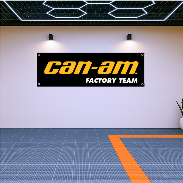 Can-Am Factory Racing Flag Banner 71×24″ – Garage & Man Cave Wall Decor