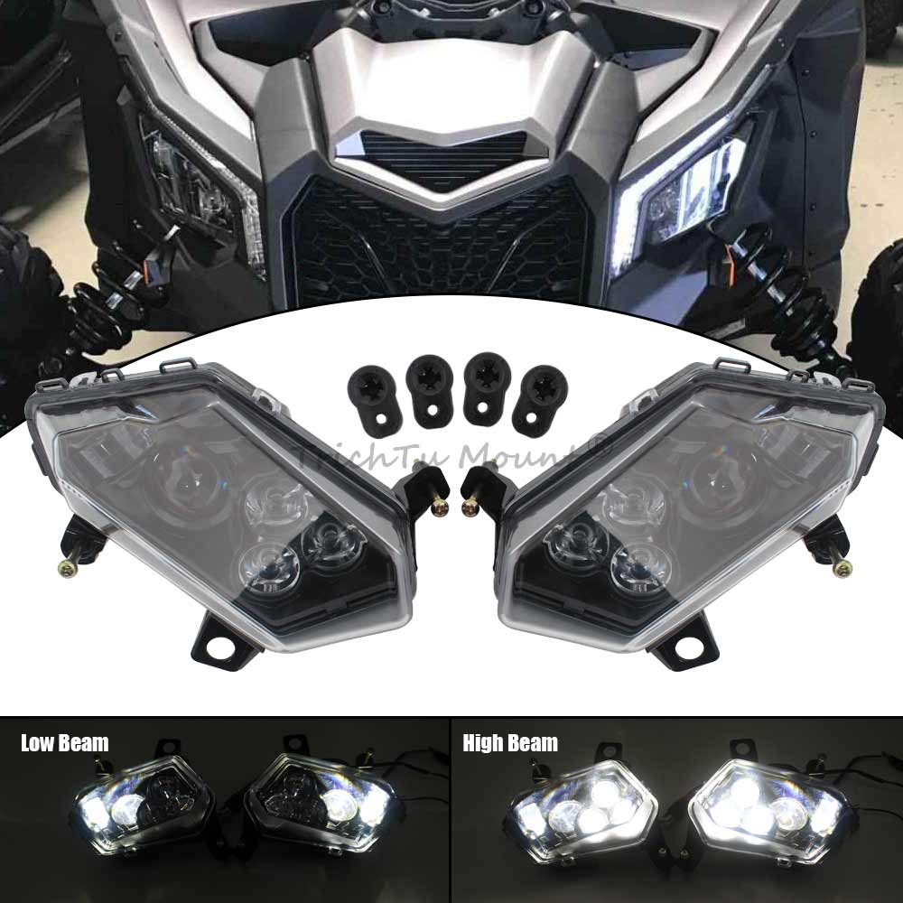 1Pair LED Headlight Headlamp Assembly for Can Am Maverick X3 XDS XRS Max Turbo R