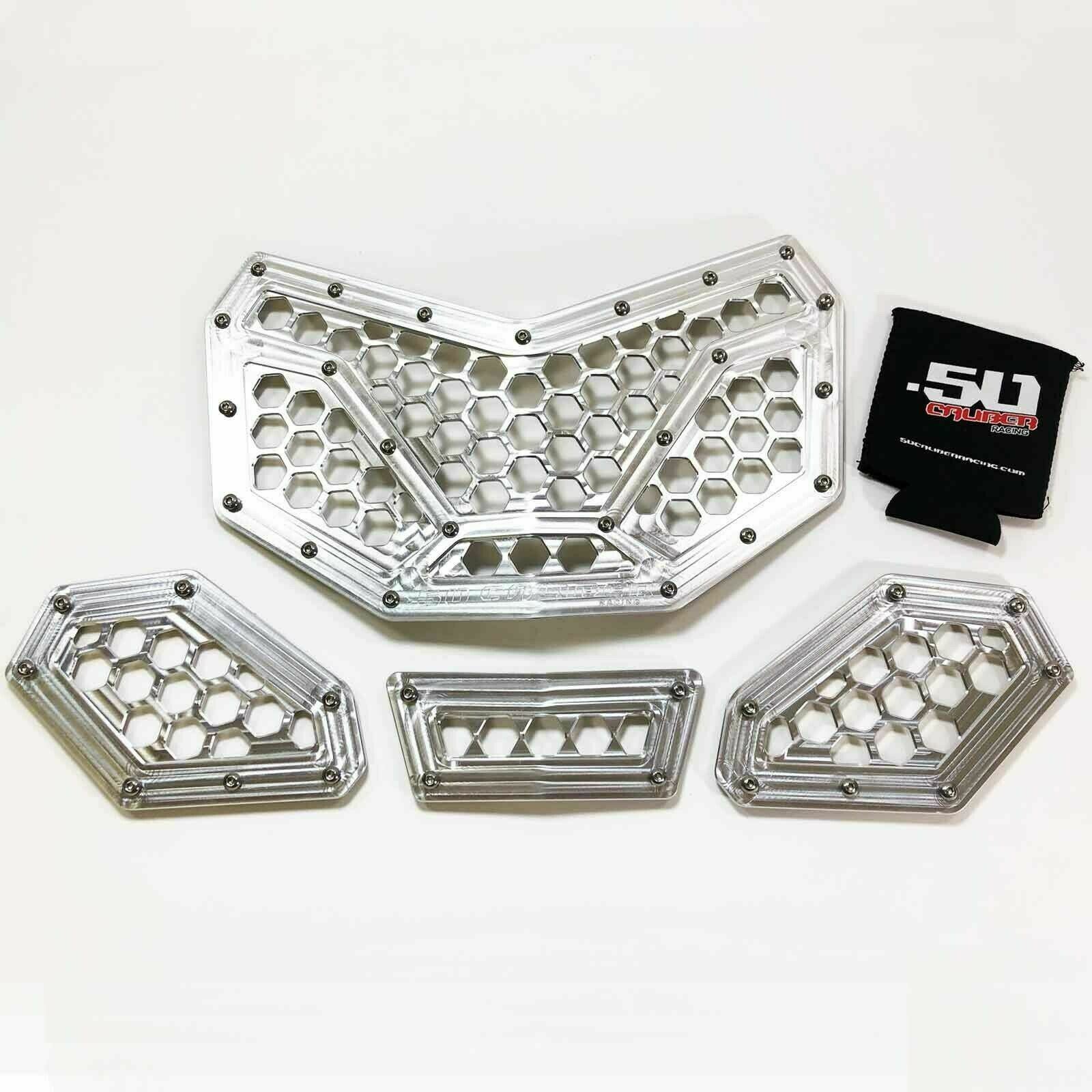 4 Piece SILVER CAN-AM X3 CNC Machined Billet Aluminum Grille Insert Made in USA