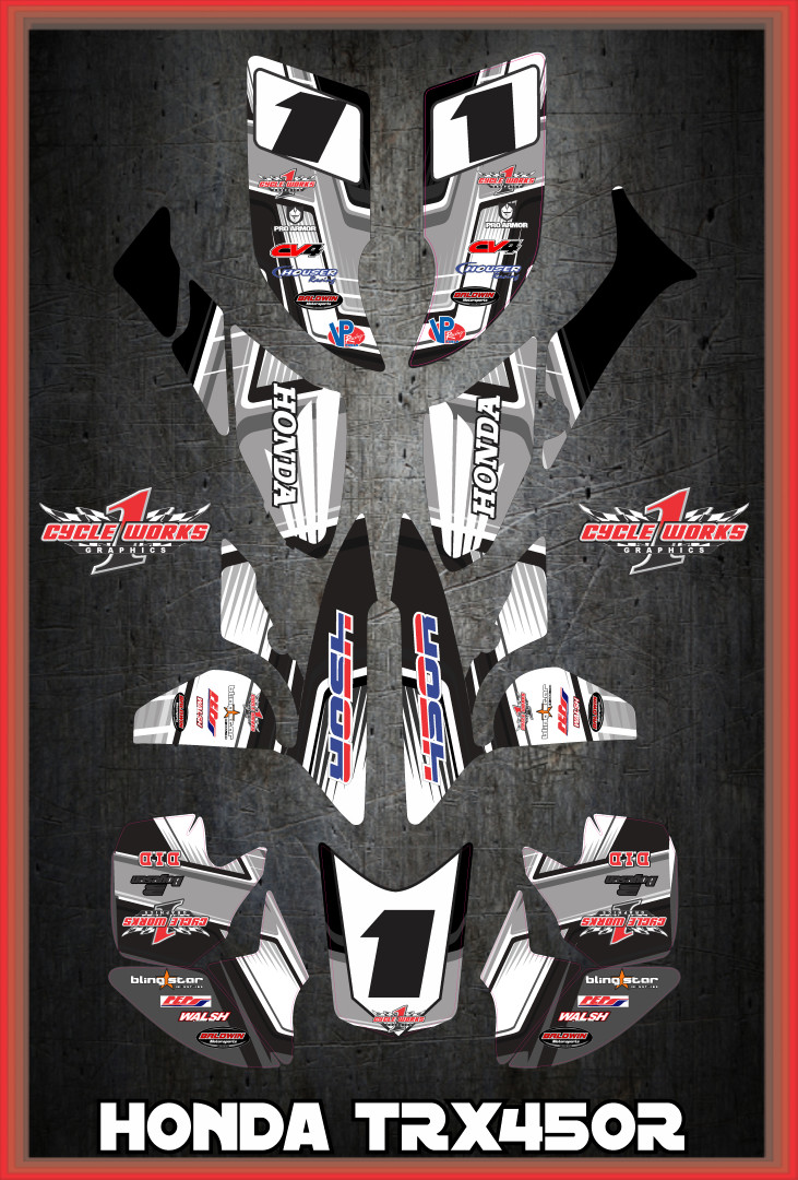 TRX 450R graphics sticker kit for Honda Quad SEMI CUSTOM GRAPHICS  SLASHER2