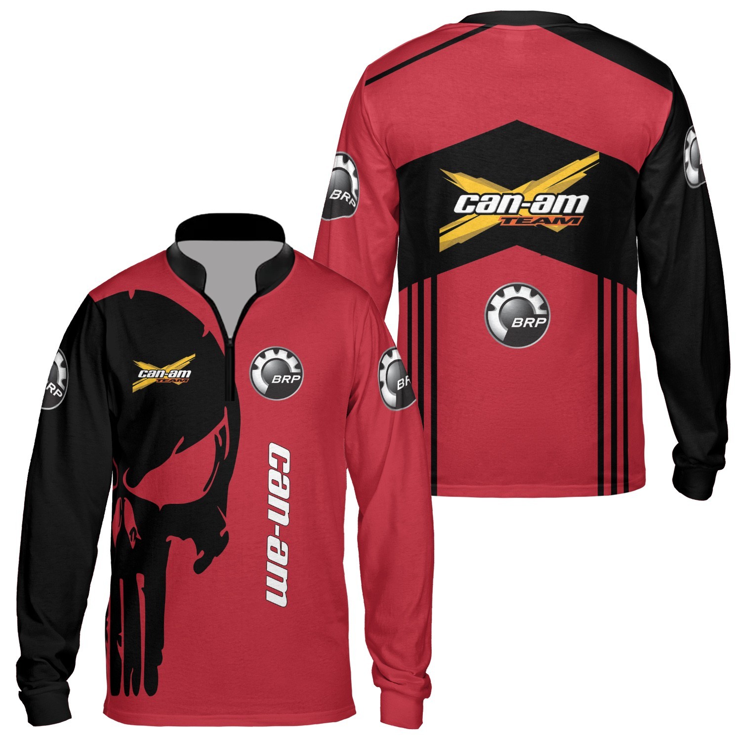 Custom Name Men’s Can-am Brp Logo 3D Polyester Zip Long Sleeve Shirt – All Size