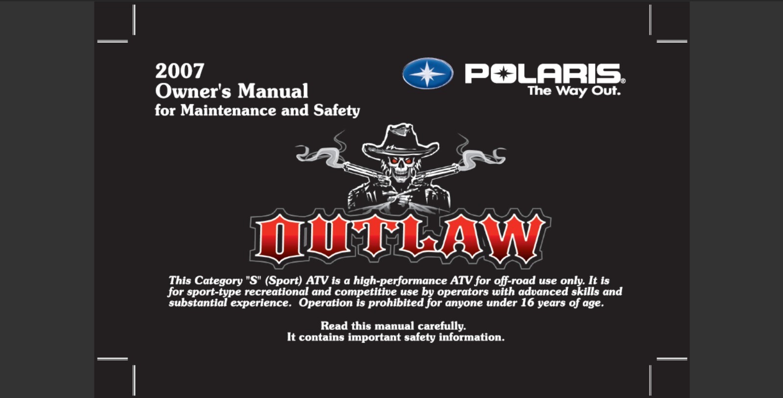 2007 Polaris Outlaw ATV Owner’s manual