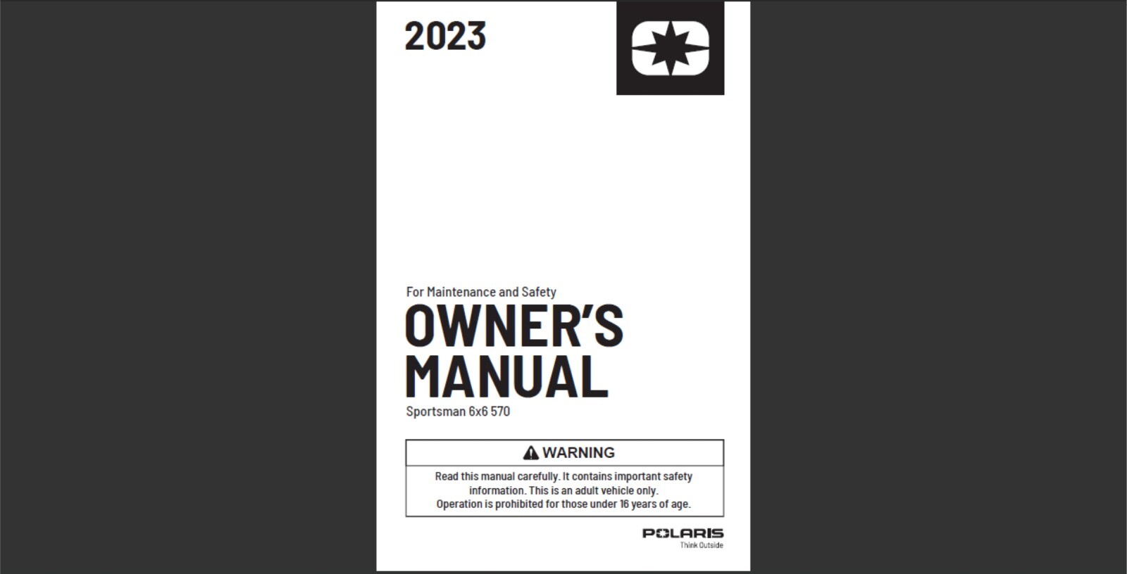 2023 Polaris Sportsman 570 6×6 ATV Maintenance and Owner’s manual