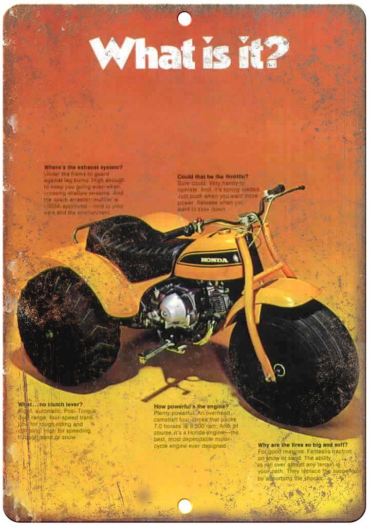 Honda Quad Vintage Ad Reproduction Metal Sign A390